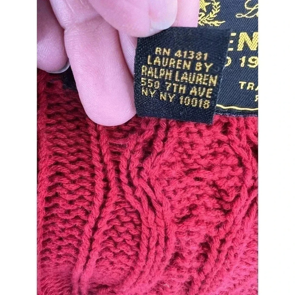 Lauren Ralph Lauren Black Label Red Cable-Knit Full-Zip Red Sweater 3Xlarge Plus - Picture 7 of 9